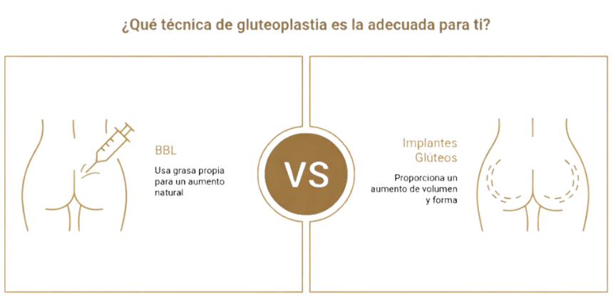 Diferencias entre BBL y implantes glúteos: técnica de lipotransferencia vs prótesis de silicona