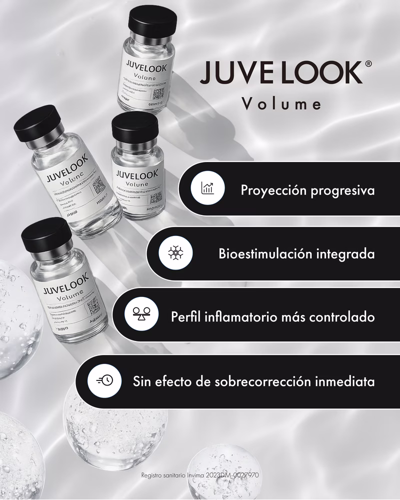 Juvelook Volume — progressive projection, integrated biostimulation, no overcorrection Juvelook Volume characteristics progressive projection Colombia