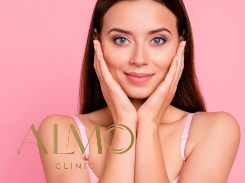 Patient with healthy, firm-looking skin after facial treatment