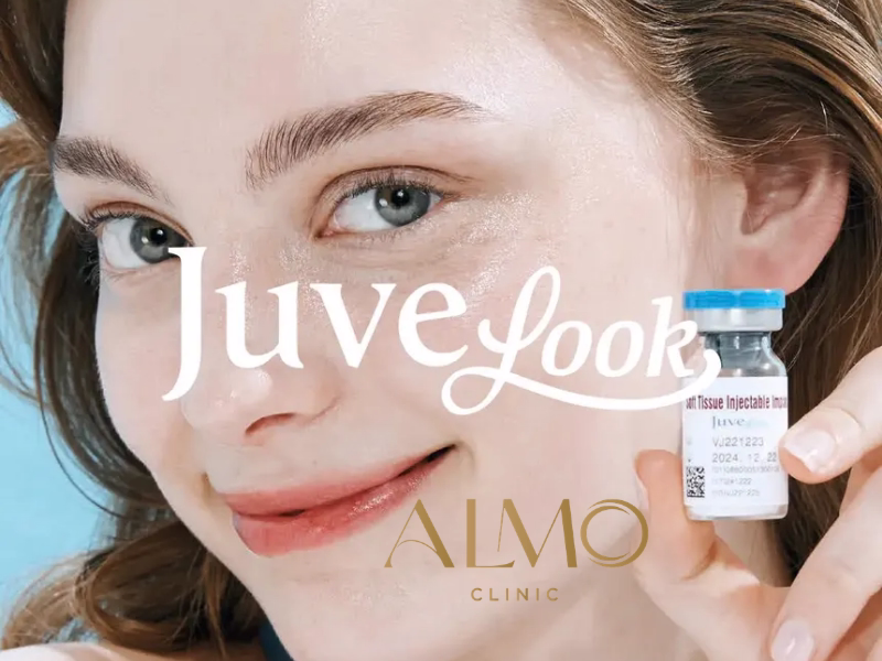 Juvelook vial held next to a patient's face