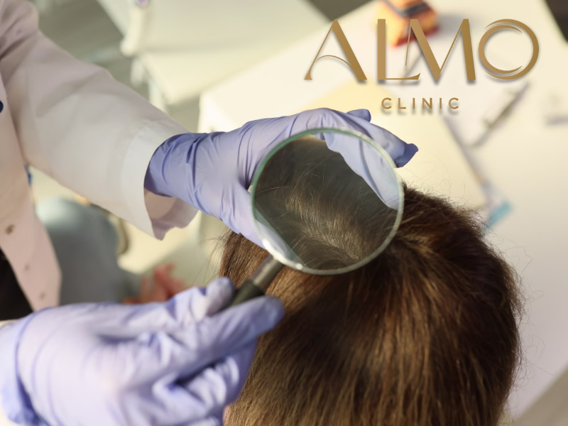 Especialista en tricología realizando trasplante capilar en ALMO Clinic